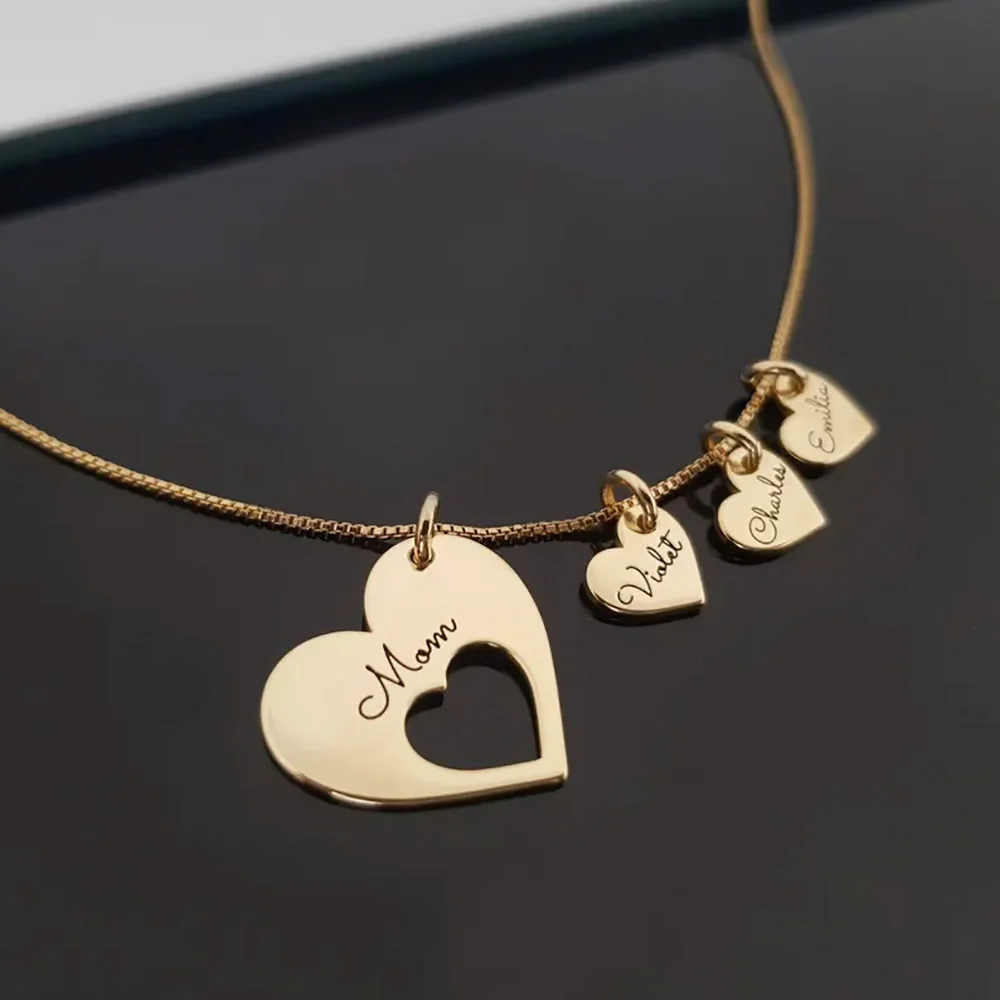 Personalized Name Hearts Necklace For Mum