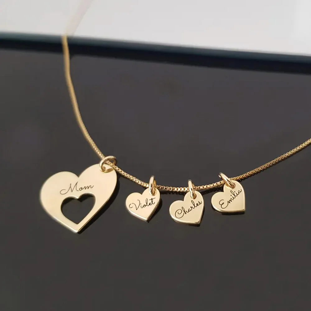 Personalized Name Hearts Necklace For Mum