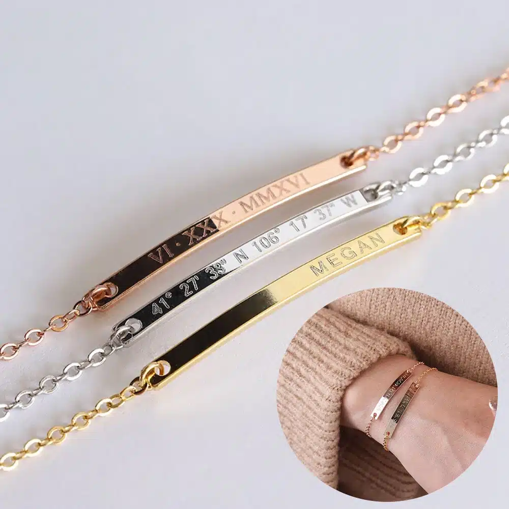 Stainless Steel Customized Bracelet With Name Date Or Text - Image 2
