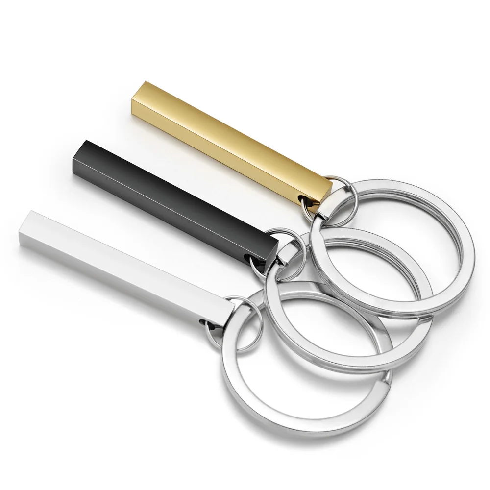 3D Bar Personalise Keychains - Stainless Steel