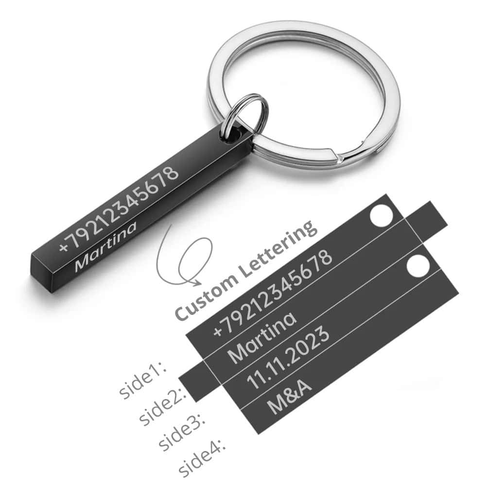 3D Bar Personalise Keychains - Stainless Steel