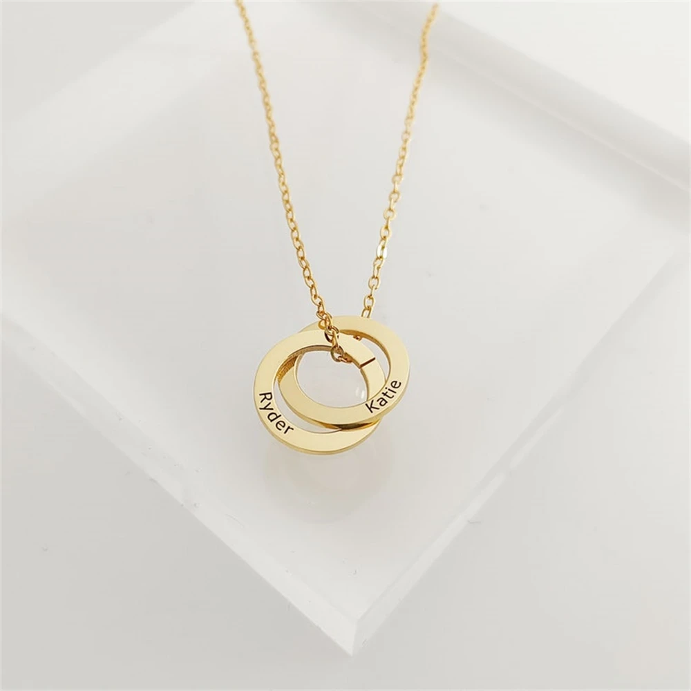Engraved Linked Circle Necklace