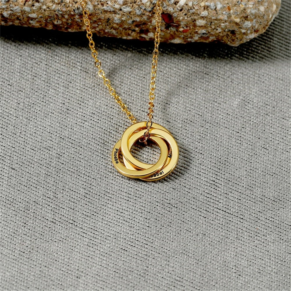 Engraved Linked Circle Necklace