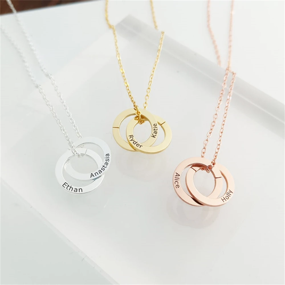 Engraved Linked Circle Necklace