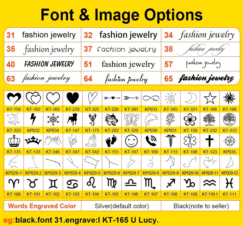 Fonts and Images Chart