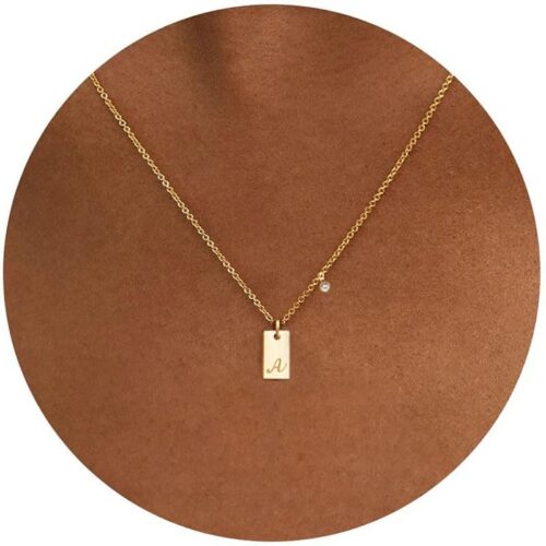 Tiny Initial Rectangular Necklace