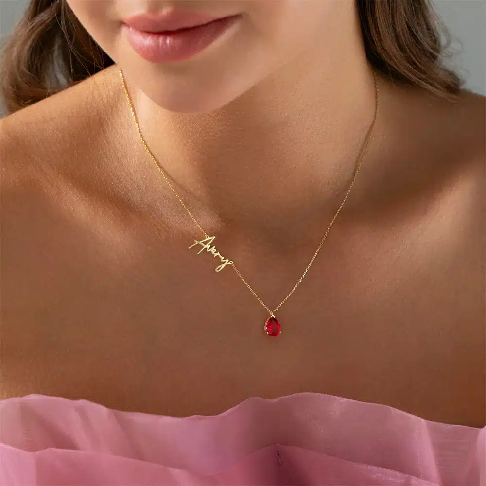 Customised Name Birthstone Necklace