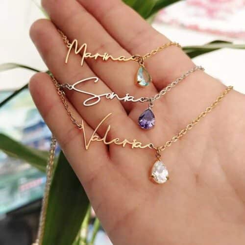 Customised Name Birthstone Necklace