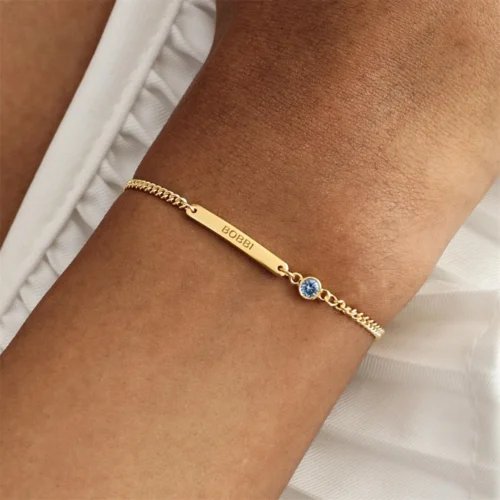 Personalised Birthstone Bar Bracelet