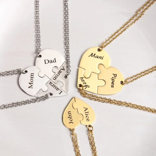 Customised Heart Puzzle Necklace