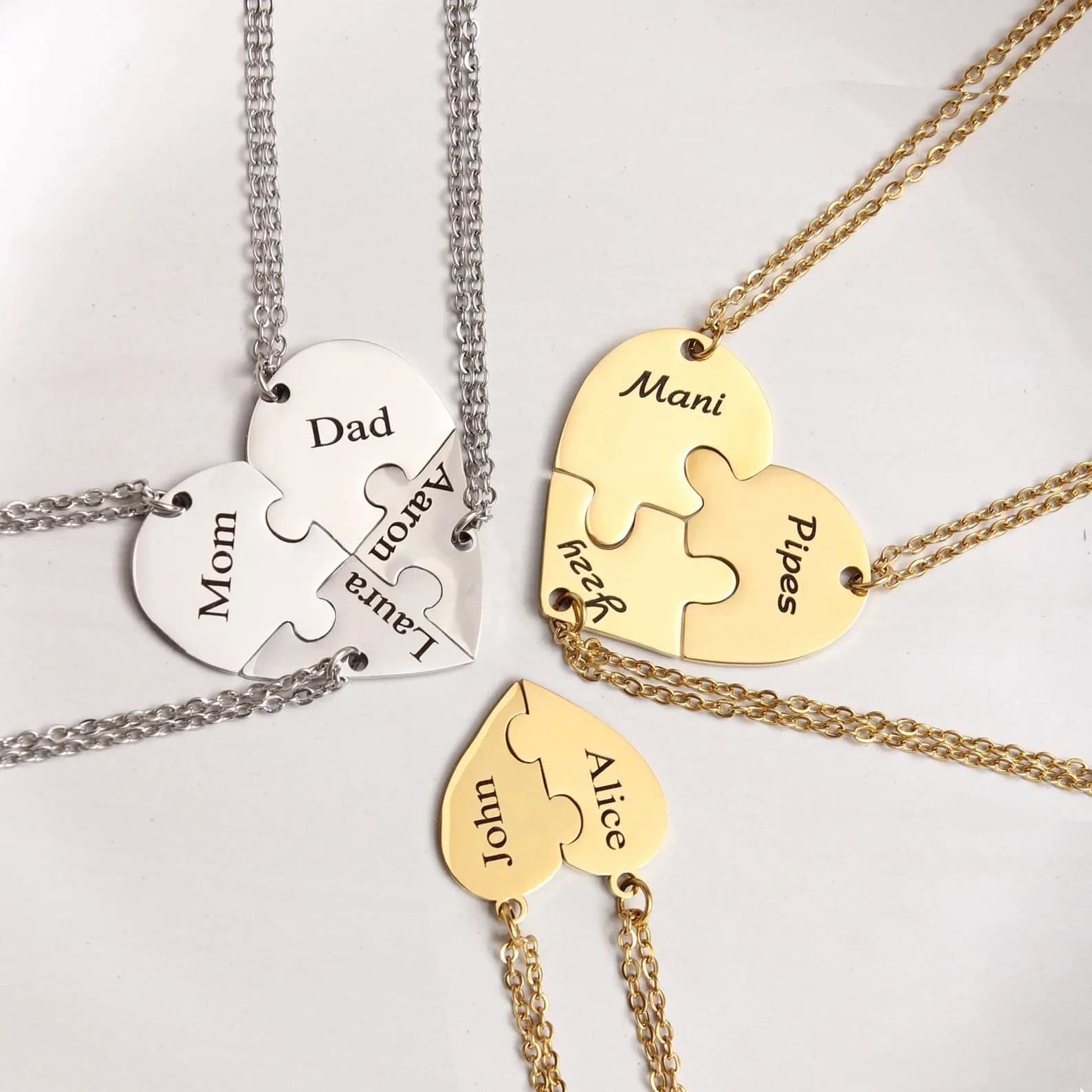 Customised Heart Puzzle Necklace