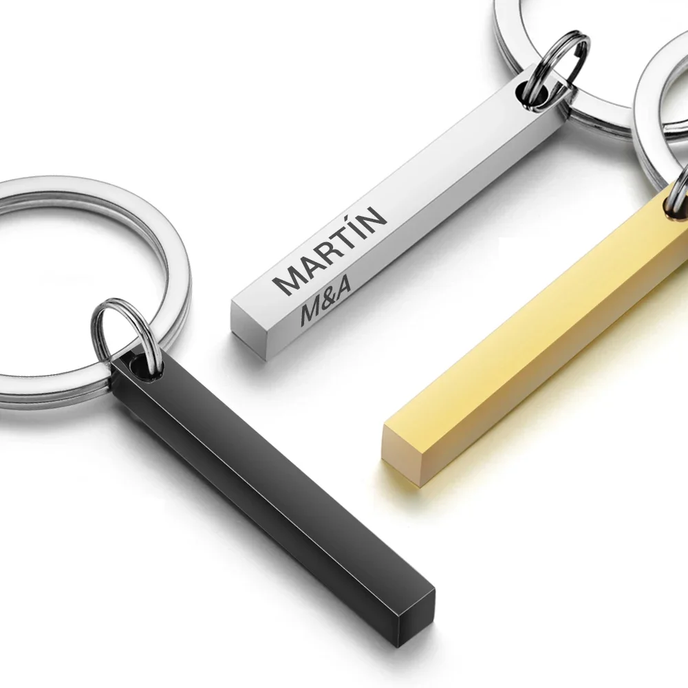 3D Bar Personalise Keychains - Stainless Steel