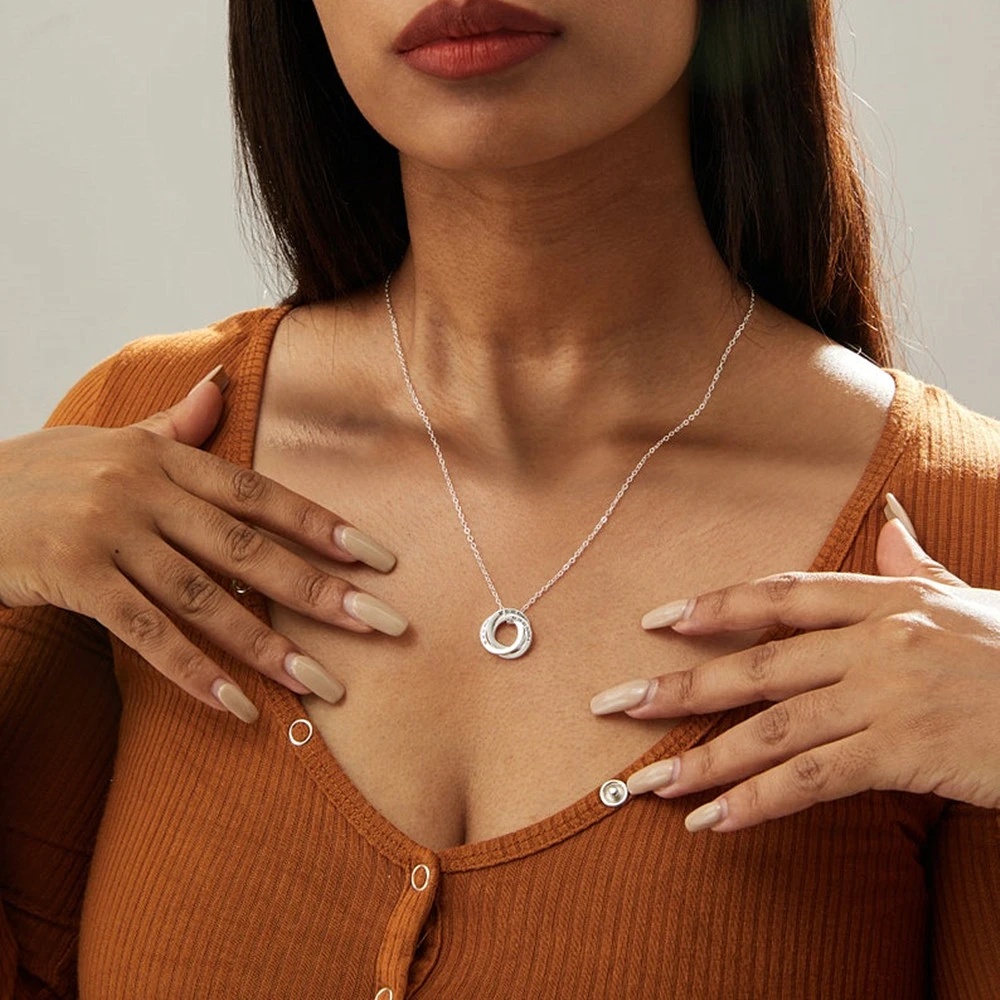 Engraved Linked Circle Necklace