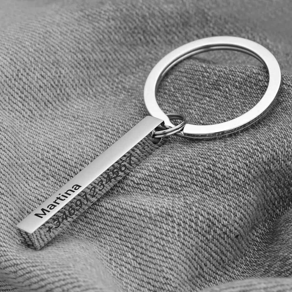 3D Bar Personalise Keychains - Stainless Steel